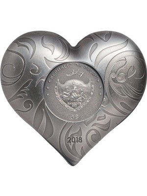 AgaKulche Heart Shape 2018 1 Ons 31.10 Gram Gümüş Sikke Coin (999)