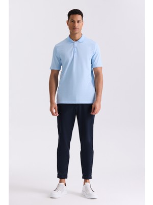 Jakamen Mavi Slim Fit Polo Yaka Erkek T-Shirt