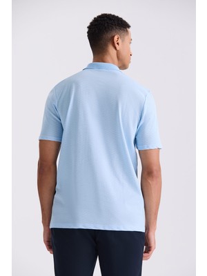 Jakamen Mavi Slim Fit Polo Yaka Erkek T-Shirt