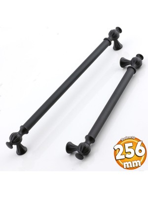Badem10 Çınar 256 mm Siyah Mobilya Çekmece Mutfak Metal Dolabı Kulp Dolap Kapak Kulpu Kulpları Kulbu 256 mm