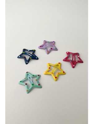 Modex Renkli 5 Li Yıldız Çıtçıt Star Toka (Ölçü:3cm)