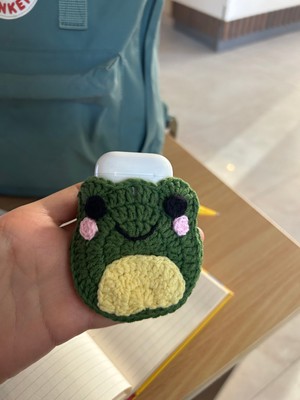 Amigurumi Örgü Kurbağa Kulaklık Koruyucu Çanta Aksesuarı,kulaklık Kılıfı,çanta Süsü