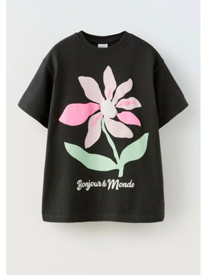 Emila Kids Önü Baskılı Kız Çocuk T-Shirt