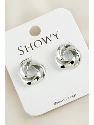 Feryal Oval Çiçek Yeni Sezon Metal Küpe