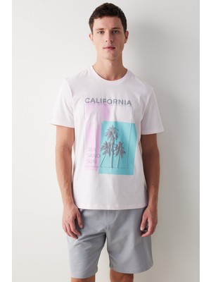 Penti Erkek Pink Çok Renkli Şortlu Pijama Takımı