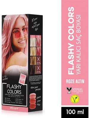 Neva Flashy Colors (Vegan)  Roze Altın Direkt Uygulanan Yarı Kalıcı Saç Boyası 100ML