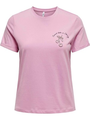 Only Kadın T-Shirt Pembe 15321735 Onlneo Lıfe Reg S/s