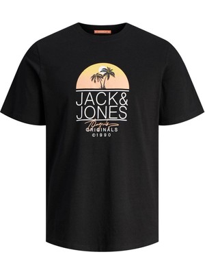 Jack & Jones Erkek T-Shirt Siyah 12255238  Jorcasey Tee Ss