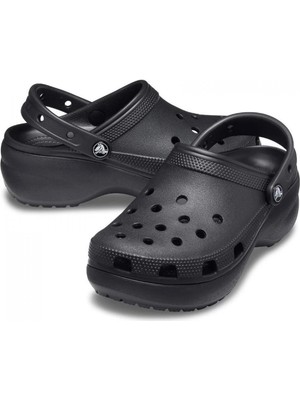 Crocs Classıc Platform Clog W Siyah 206750-001 Kadın Terlik Düz Tabanlı Hafif ve Esnek Tasarım
