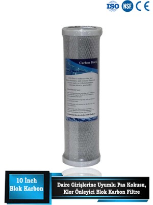 Sumarkt Daire Bina Sayaç Girişi Su Arıtma ve Yumuşatma 1 Aşama Yedek Filtre Seti (Blok Karbon Filtre)