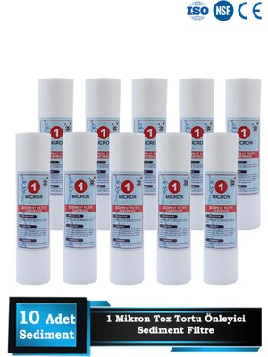 Sumarkt Açık Kasa Su Arıtma Cihazı 10 Inç 1 Mikron Sediment Spun Filtre ( 10 Adet )