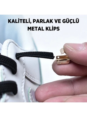 palwin Süper Pratik Elastik Bağcık, Metal Tokalı Lastikli Ayakkabı Bağcığı, Akıllı Bağcık, 1 Çift