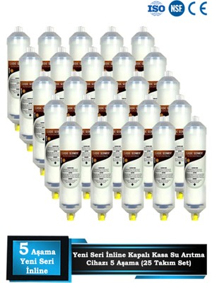 Sumarkt Kapalı Kasa Su Arıtma Cihazı Yeni Seri Inline 5 Aşamalı Toptan 25 Takım Filtre Bakım Seti