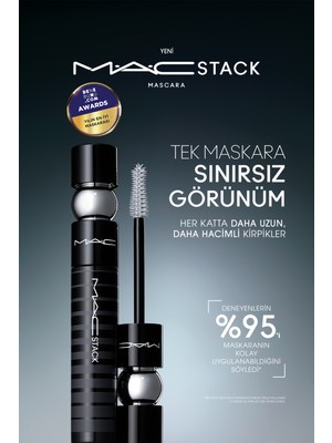 M·A·C Stack Siyah Maskara Büyük Boy Hacim Veren Suya ve Tere Dayanıklı Uzun Kıvrık Etki