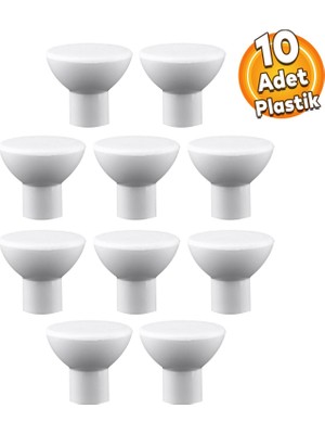 Badem10 Çayıralan Plastik Düğme Çekmece Kulp Dolap Mobilya Mutfak Kapak Kulpu Kulbu Beyaz Kulplar 10 Adet