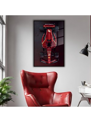 Gaagart Metal Çerçeveli Temperli Cam Tablo Ferrari Formula 1 Araba