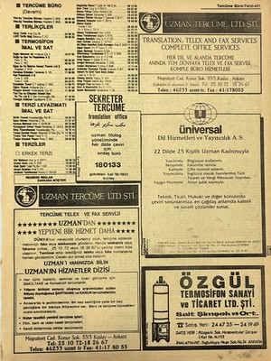 Hasyılmaz Ankara 1986 Meslek Reklam Ilanı Efemera S431