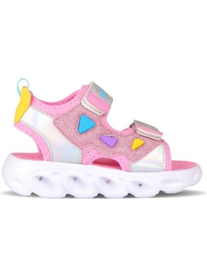 Vicco Hilda Pembe Renkli Işıklı Hafif Phylon Taban Kız Çocuk Sandalet Bantlı Kapama  22-35 Numara