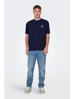 Jack & Jones Only & Sons Onsmervyn Lıfe Rlx Summer Ss Tee 22029519 Lacivert