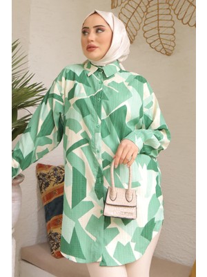 Mint Desenli Salaş Gömlek