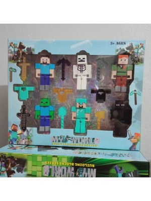My World Oyuncak Minecraft Karakter Figür Seti 15 Parça Minecraft Oyuncak Figür