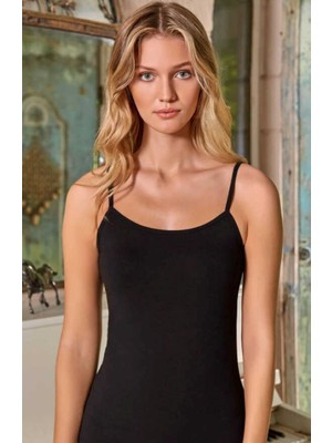 Berrak 6'lı (6 Adet) Siyah Renk Licralı Kadın Ip Askılı Atlet