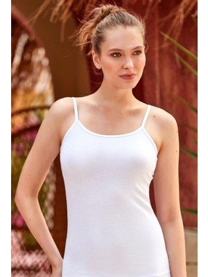 Berrak 5'li (5 Adet) Beyaz Renk Licralı Kadın Ip Askılı Atlet