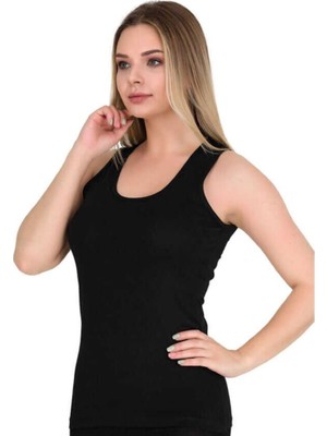 Berrak 2'li (2 Adet) Siyah Renk Licralı Kadın Geniş Askılı Atlet