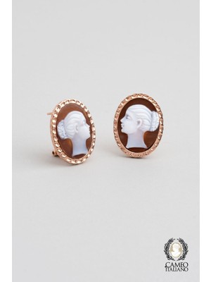 So CHIC Cameo Italiano 18 Ayar Rose Altın Kaplama Gümüş Tasarım Küpe