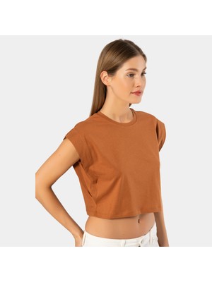 Nazik Endam Türen Kadın Vatka Görünümlü Crop T-Shirt 3402/TARÇIN