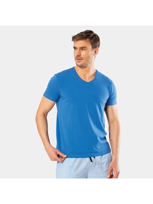 Nazik Endam Cacharel Erkek V Yaka Likralı T-Shirt 1332/SAKS