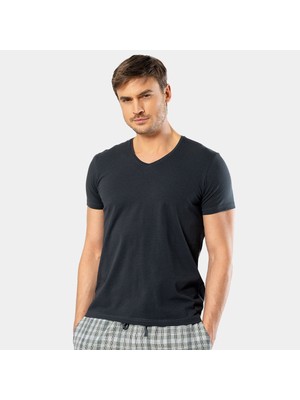Cacharel Erkek V Yaka Likrali T-shirt 1332/Olive