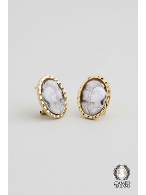 So CHIC Cameo Italiano 18 Ayar Sarı Altın Kaplama Gümüş Küpe