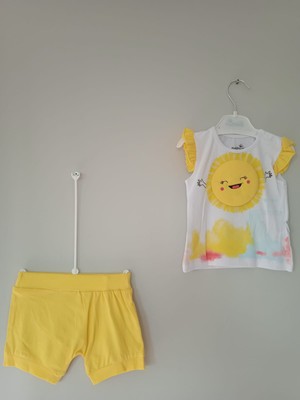 Mor Tırtıl Kız Bebek Şortlu Takım