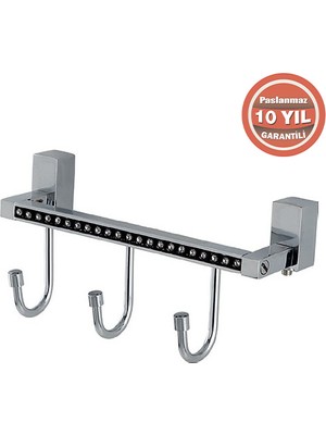 Çelik Banyo SW10-009.1 Paslanmaz Pirinç Swwor 3'lü  Bornozluk Havlu Askısı Altın Gold