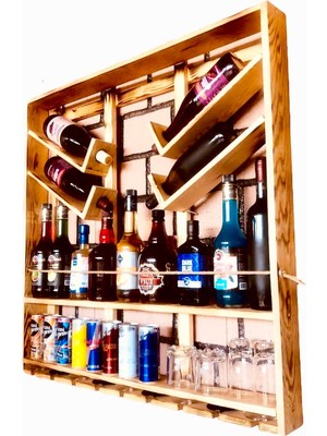 Ser Ticaret Dekoratif Mini Bar Ahşap Şarap  Standı 92/82/12