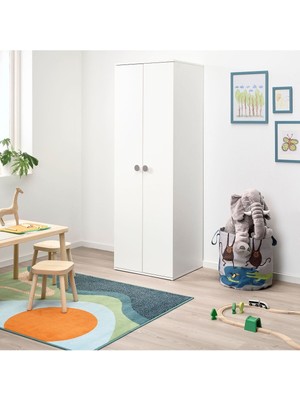 IKEA Çocuk Gardırobu, Beyaz, 60X51X178 cm Godıshus 2 Kapılı