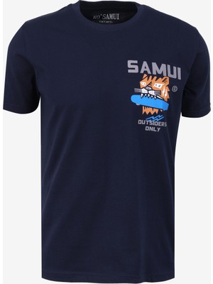 Ko Samui Bisiklet Yaka Baskılı Lacivert Erkek T-Shirt Kmtr S223 Outsıders_craft&co Regula