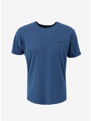 Wrangler Bisiklet Yaka Indigo Erkek T-Shirt W241576TF Bisiklet Yaka T-Shirt