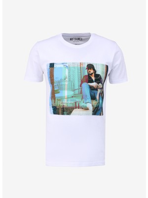 Ko Samui Bisiklet Yaka Baskılı Beyaz Erkek T-Shirt Kmtt S242 Waıt_snapshot Regular Fıt