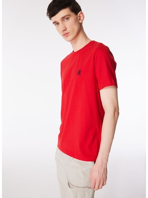 Tommy Hilfiger Bisiklet Yaka Kırmızı Erkek T-Shirt MW0MW33987