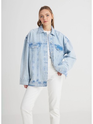 Wrangler Relaxed Açık Bej Kadın Ceket W241107851-OVERSIZE Jean Ceket