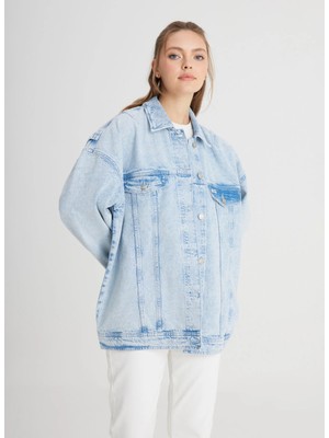 Wrangler Relaxed Açık Bej Kadın Ceket W241107851-OVERSIZE Jean Ceket