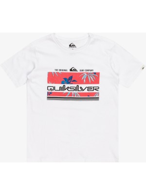 Quiksilver Düz Beyaz Erkek Çocuk T-Shirt EQBZT04725-10-TRPCAL Rnbw S Youth