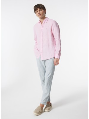 Tommy Hilfiger Slim Fit Düğmeli Yaka Pembe Erkek Gömlek MW0MW34602