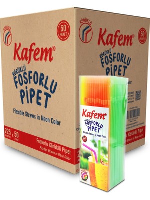 Kafem Fosforlu Pipet  225 Li x 50 Paket (Koli)