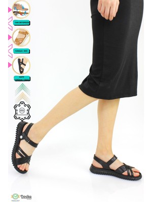 Mammamia Kadın Deri Düz Taban Ortopedik Günlük Sandalet M25/YS-CESS