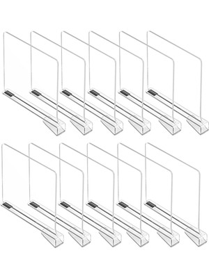 Decisive 12 Adet Temizle Pet Raf Bölücüler Dolap Şeffaf Dolap Raf Bölücü Organizatör Yatak Odası, Ofis Için (Yurt Dışından)