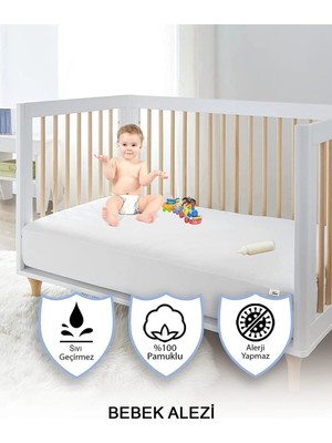 AY Home  % 100 Pamuklu  Yüzde  Yüz  Sıvı  Geçirmez  Bebek  Çoçuk  Yatak  Alezi  Yatak  Koruyucu Beşik   Yatağı   Çoçuk  Pussedi  Alezi   70 x 140 cm  Ebatında   Dört Kenar Lastıklı   Alez