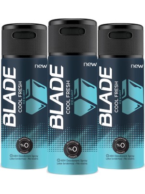 Blade Cool Fresh Erkek Alüminyumsuz Deodorant 3x150 Ml Hızlı Kurur, Leke Bırakmaz